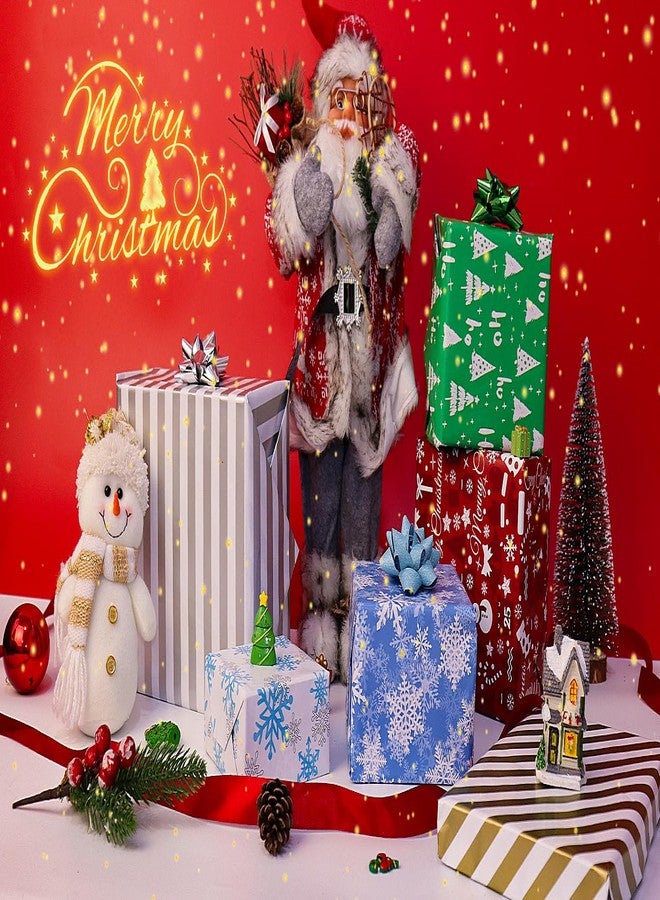 Jaywayang Christmas Reversible Wrapping Paper Rolls -3 Mini Roll - 17 Inch x 120 Inch Per Roll - Christmas Snowman, Snowflake, Golden Stripe - Holiday Presents Wrapping. - Image 4